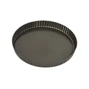 Bakemaster Loose Base Carbon Steel 30cm Quiche Pan Pie Baking Tray Round Black