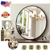 Matte Black Circle Mirror - 24-Inch HD Wall Decor for Bathroom & Living Room