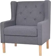 Comfortable Grey Fabric Armchair 76 x 68 x 90 cm – Upholstered in Soft Polyester with Wooden Frame, Easy Assembly, Stylish for Living Room & Lounge Seating