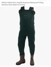 FROGG TOGGS Amphib Neoprene Bootfoot Chest Waders Felt Size 8 Green