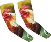 [FHEDVBN] Beautiful Rooster Hen Arm Sleeves Compression Arm Covers for Men Women Outdoor Sun Sleeves Cooling Sports Sleeve, Black