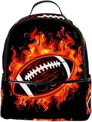 Travel Backpack for Men,Backpack for Women,American Football in Fire,Backpack, J4wc4ctzhdqn, 12x5.7x14.6 in