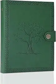 SEEHAN A5 Binder Leather Journal A5 Planner Notebook 6 Rings Binder Tree Journal for Writing (SHNT01)