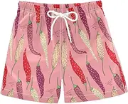[RPLIFE] Swim Shorts for Boys, Anti Chafe Swim Trunks for Boys 2 T, Dot Chili Pink