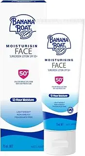 [BANANA BOAT] Moisturising Face Sunscreen Lotion SPF50+ 75g, 12H Moisture, Fragrance Free, Lightweight, Non-Greasy, Made in Australia