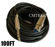 100FT XLR Female Shielded 3-Pin to 6.35mm 1/4" Stereo Audio Mic Microphone Cable