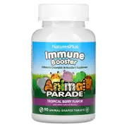 NaturesPlus, Animal Parade, Kids Immune Booster, Tropical Berry, 90 Animal-Shaped Tablets