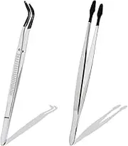 Ksrnsne 2 Pcs of Rubber Tip Tweezers Set for Laboratory Industrial Hobby Tweezers Pliers Jewelry Stamp Plastic Box 15cm