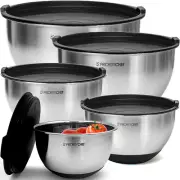 Premium Stainless Steel Mixing Bowls with Airtight Lids - Thick Metal Nesting Bo