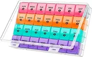 Extra Large Monthly Pill Organizer - 7-Day Color Once-A-Day Pill Dispenser w/ 4 Weekly Pill Containers for 28 Days - BPA-Free Dust-Proof Case XL Medicine Organizer Box for Pills, Tablets, Supplements