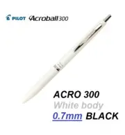 Pilot ACRO 300 (BAC-30FW) 0.7mm Retractable Gel ink pen WHITE body BLACK INK