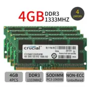 Crucial 16GB Kit 4x 4GB DDR3 1333MHz PC3-10600S 204Pin CL9 Laptop Memory RAM BT