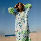 Eywasouls Malibu Alison emerald ethno oceanic tribe organic cotton dress xs/s