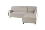 L Shape Sofa Cover Sectional Couch Cover Suit for Right/ Left Chaise Lounge Slip Cover Reversible Furniture Protector Cover for Pets Kids, Khaki