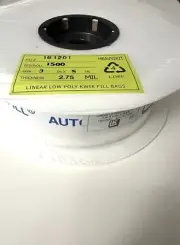 Poly Bags on a Roll 2.75 mil 3" x 5" Heavy Duty Pre-Opened Clear 1500