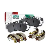 8x Front Ultra Ceramic Brake Pads + Rear Shoes Set for Mitsubishi Triton MQ