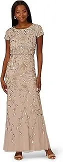 [Adrianna Papell] Women's Blouson Beaded Long Dress