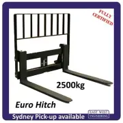 EURO PALLET FORKS CARRIAGE + LOADGUARD suits tractor/loader with euro 8 hitch