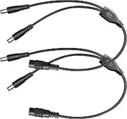 DC Power Splitter Cable-2 Pack Black, 1 Female to 2 Male 5.5mm*2.1mm Power Output Adapter Cord for CCTV Security Cameras, LED Strip Lights, Router, DVR, Monitors and More (2 Pack, 1 to 2 Way)