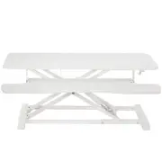 VIVO White Height Adjustable 36" Standing Desk Monitor Riser, Sit Stand Tabletop