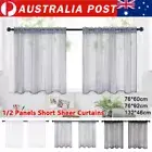 Short Sheer Curtains Kitchen Cafe Small Net Voile Window Drapes Weave Tier Tulle
