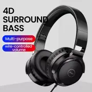 Headphones Over Ear - Black, One Size for Home Office, MP4/PC/Cell Phones/TV