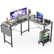 L Shaped Computer Desk Wood Corner PC Gaming Table with Side 50 Inch Grey