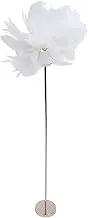 61 Inch LED USB Stepless Dimmable Modern Iron Art Floor Lamp with Ostrich Plume Nordic Style Standing Lamp for Bedside Living Room (White)