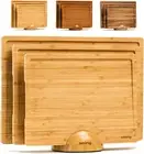 Wooden Cutting Boards for Kitchen Meal Prep & Serving - Bamboo Cutting Board Set