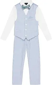 [Tommy Hilfiger] Boys 4-Piece Formal Suit Vest Set, Includes Dress Shirt, Dress Pants, Vest & Tie
