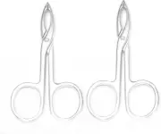 2 Pieces Tweezers Scissor Handle Straight Tip Scissor Shaped Eyebrows Tweezers f