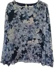 Trent Nathan Events Womens Top Blouse Chiffon Overlay Blue Floral Size L BNWT