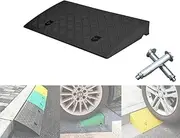3 4 5 6 Inch Rise Curb Ramp for Lawnmower Wheelchair Mobility, Lightweight Threshold Ramps, Portable Vehicle Ramps with Non-Slip Surface, Easy to Move(Black,50x17x5cm)