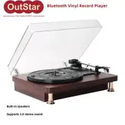 Turntable Bluetooth Vinyl Record Player LP Record Player 3-Speed with Speakers
