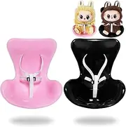 LUFEEMGA 2 Set Car Seat for Labubu Dolls, Miniature Air Vent Clip Doll Seat for Car, Cute Car Ornaments for Doll Display, Doll Accessory for Collectors & Interior Decor, Black, Black and Pink