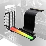 EZDIY-FAB Vertical Graphics Card Holder Bracket with ARGB 5V 3Pin LED,GPU Mount,Video Card VGA Support Kit with PCIE3.0 Riser Cable- Black