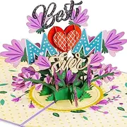 Paper Love 3D Pop Up Mothers Day Card, Floral Best Mom Ever, For Mom, Wife - 5" x 7" Cover - Includes Envelope and Note Tag