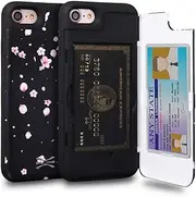 TORU CX PRO for iPhone SE 2022 / SE 2020 / iPhone 8 / iPhone 7 Case Wallet | Protective Shockproof Heavy Duty Cover with Hidden Card Holder & Card Slot | Plastic Mirror Included - Flowers