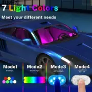 4x Car Interior 7-Colors LED Light Touch Switch Type-C USB Charge Footwell Atmos