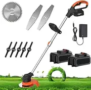 Electric Cordless Lawn Mower with 2 Batteries and brushless Motor High Power and Long Life Easily converts from Lawn Mower to Lawn Trimmer hous