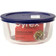 Pyrex Simply Store 4 Cup Round Storage Dish with Blue Lid