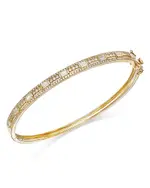 Bloomingdale's Fine Collection Diamond Round & Baguette Bangle Bracelet in 14K Yellow Gold, 1.0 tcw