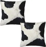 Western Cow Print Black and White Pillow Covers 20x20 Set of 2, Cowfur Print Throw Pillow Covers Outdoor Decorative Pillow Case for Couch Bed Sofa Cushion Home Decor