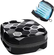 Period Bag,Sanitary Napkin Storage Bag,Black and White Hexagon,Tampon Holder for Purse