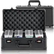 VEVOR Graded Card Storage Box, 4 Slots, Graded Sports Cards Holder Carrying Case with Coded Lock Foam Dividers, for 108 PSA Graded Cards 76 BGS Cards 84 SGC Cards 388 Top Loaders or 999+ Loose Cards