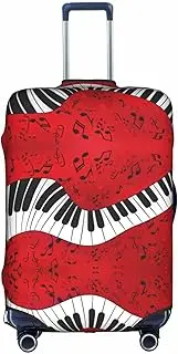 [FSCEV] Music Note Piano Trolley Suitcase Protective Cover Business Travel Luggage Protector Fashion 18-32 Inches, White, M