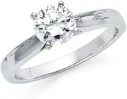 [JewelryWeb] Sterling Silver 925 CZ Cubic Zirconia Simulated Diamond Ring Jewelry Gifts for Women - Ring Size Options Range: J to R