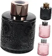 HAMPPLIES 4Pcs Embossed Aroma Diffuser Bottles Glass Decorative Containers for Dry Flowers Stylish Home Decor for Bedroom Weddings and Events Random