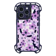 iPhone 16 Pro Ultra Bounce Case MagSafe Compatible sixties retro violet floral on clear background