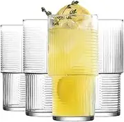 6X Clear 515ml Helen Stacking Highball Glasses - Tall Dishwasher Safe Glass Water Gin Juice Cocktail Drinking Hi Ball Tumblers Glassware Set - by LAV